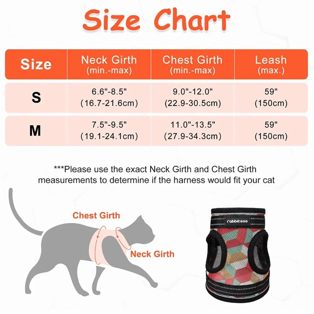 Cat harness and leash size s